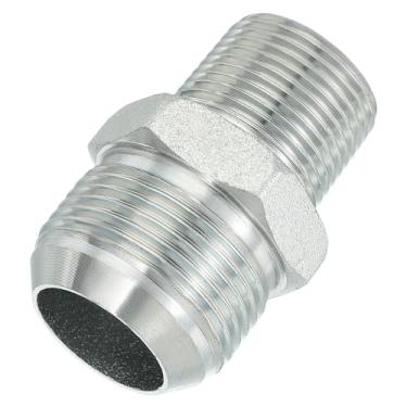 Imagem de PATIKIL Conectores de mamilo redutores hexagonais Adaptador de tubo 1-5/40.6 cm macho 37° Flare JIC x 3/10.2 cm NPT macho, adaptador de bocal redutor de encaixe de tubulação, encaixe hidráulico de aço