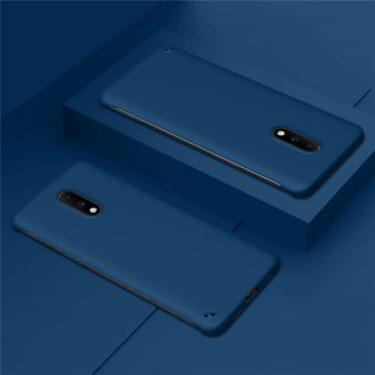Imagem de Capa de telefone fina sem moldura para OnePlus 11 10 9 9R 8 8T 7T 7 Pro Ultrafina cor doce fosca capa traseira de plástico rígido, azul escuro, para OnePlus 7T Pro