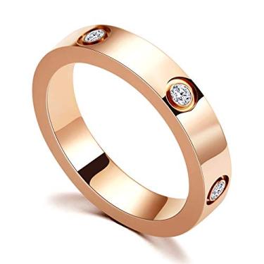 Imagem de PDWZNBA Anel de Amizade Banhado a Ouro 18 K Zircônia Cúbica Banhado a Rosa Aço Inoxidável Aliança de Casamento Joias Presentes de Aniversário para Mulheres Adolescentes Tamanho de 6 a 10 rosa