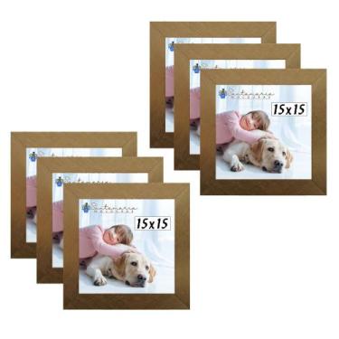 Imagem de Kit 6 Porta Retrado Molduras 15x15 Dourado - Santamaria Molduras