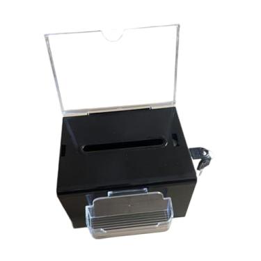 Imagem de Generic Caixa de bilheteria de sugestão com estojo de doação portátil, multiuso e acrílico, caso de cartões de visita para caridade da loja , Preto