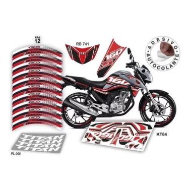 Imagem de Adesivo Kit Carenagem Cg160 Titan Friso Rabeta Vermelho - Resitank