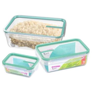 Imagem de Conjunto 3 Potes Herméticos Travas 330ml 1,24L e 2,5L Verde - Sanremo