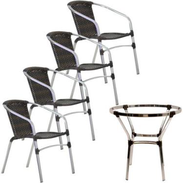 Imagem de Conjunto de 6 Cadeiras e Mesa Floripa em Alumínio Trama Original - Tra