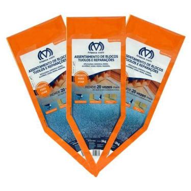 Imagem de Kit 3 Packs Argamassa Polimérica Cola Blocos E Tijolos 3Kg