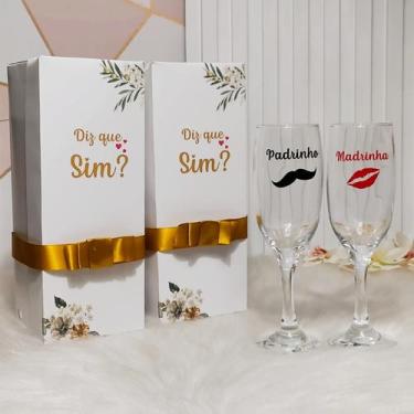 Imagem de Kit Caixa Convite Individual Para Padrinho e Madrinha - dm jateados