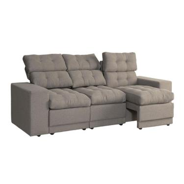 Imagem de Sofá 3 Lugares Retrátil e Reclinável Baden Linho Cinza 230 cm