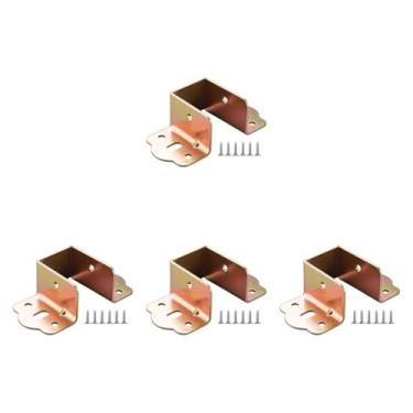 Imagem de Bothyi 4 peças suportes para se conectar a madeira, cabeceiras e tábuas de pé da cama de metal pesado u dobradiça com parafuso, 32mm