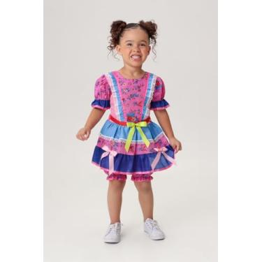 Imagem de Fantasia Vestido Junino Bebê Infantil Caipira Fantasia Caipirinha Festa Junina São João C/Shorts (1)