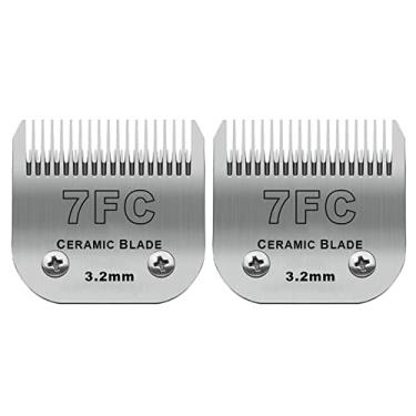 Imagem de Pacote com 2 lâminas de cerâmica removíveis para cães de estimação, compatível com o corte Andis Tamanho-7FC, comprimento de corte 1/8" (3,2 mm), compatível com cortadores Oster A5 Wahl KM10 Series