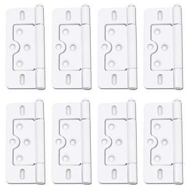 Imagem de Dobradiças de armário Karcy Dobradiças de porta sem encaixe 7,6 cm branco removível conjunto de 8