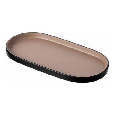 Imagem de Prato Oval Dual Color Servir Refeições Alimentos Dual Color Nude 23,5c