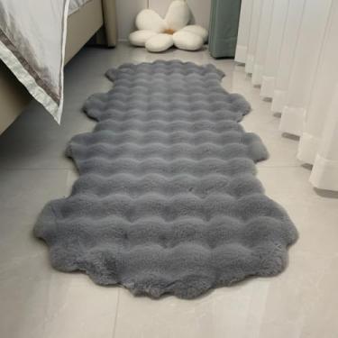 Imagem de Tapete de veludo bolha decoração para casa almofada de sofá de pelúcia macia antiderrapante almofada de cadeira para quarto infantil tapete de cabeceira, cinza, 60 x 220 cm (23,6 x 86 pol.)
