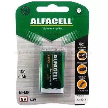 Imagem de Bateria 9v Recarregável 450mah Original Alfacell