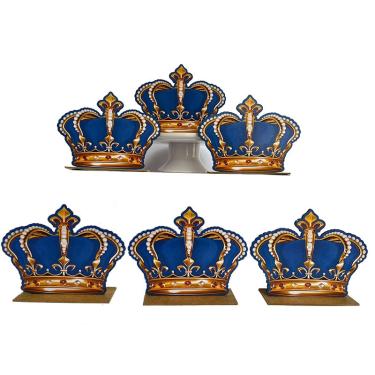Imagem de Kit Display de Mesa 6 Peças Festa Coroa Azul Masculina mdf