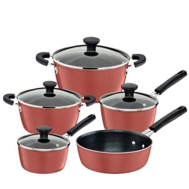 Imagem de Jogo de Panelas Tramontina Glenz Starflon Crystals Esmaltado Coral 05 