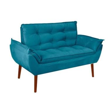 Imagem de Namoradeira Opala Elegante Suede Azul Turquesa - Kibarato Móveis