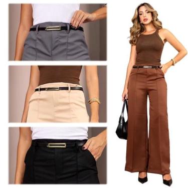 Imagem de Calça Pantalona Alfaiataria Premium Com Siper Na Lateral Novo Lançamen