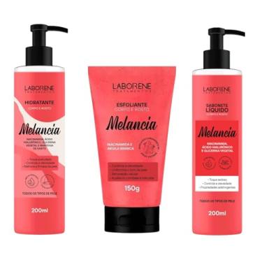 Imagem de Kit Melancia – Laborene Tratamentos | Esfoliante 170g + Sabonete Líquido 200ml + Hidratante 200ml | Com Niacinamida, Ácido Hialurônico e Argila Branca | Limpeza, Hidratação e Renovação da Pele | Para Rosto e Corpo