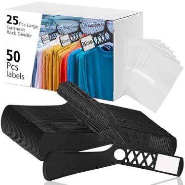 Imagem de DoubleFill 25 divisórias grandes para roupas e 50 cartões brancos em branco, divisórias de armário de 45 cm para pendurar roupas, divisórias de etiquetas de plástico para organização de roupas