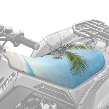 Imagem de DBBXHZJY Capa de assento para quadriciclo de praia, palmeira, quatro rodas, resistente à água, universal, compatível com Polaris Sportsman Fourtrax Can-Am Kawasaki Arctic Cat CFMOTO