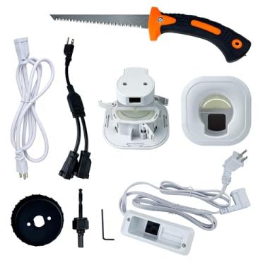 Imagem de Kit de gerenciamento de cabos na parede para TV e barra de som, corretivo de cabos e kit de alimentação, alimenta dispositivos e oculta todos os cabos, vem com acessório de perfuração de serra