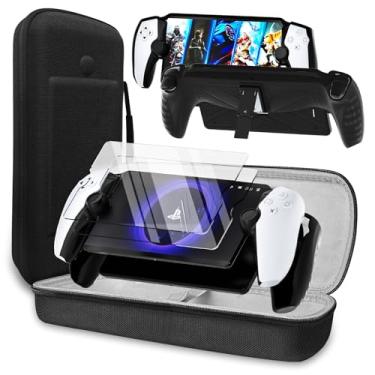 Imagem de QUAGGY Kit De Acessórios 3 Em 1 Compatível Com Playstation Portal, Estojo Transporte Eva Para Ps Portal Capa Protetora Silicone, Pacote 2 Protetores Tela, Bolsa Viagem Portátil (Preta)