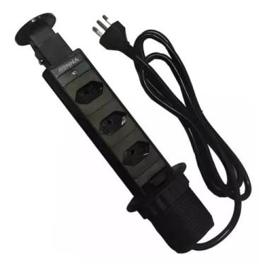 Imagem de Torre De Tomada Multiplug Com 3 Tomadas Preto Renna