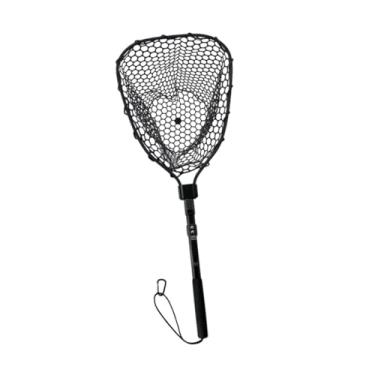 Imagem de oshhni Rede de pesca Catching Mesh Gear Day do dia do pai conveniente de silicone da rede de pouso conveniente para barco esportivo ao ar livre, Rede Preta