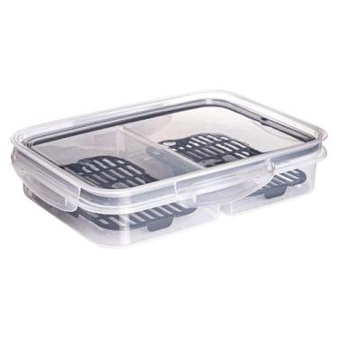 Imagem de Pote Porta frios hermético Trava Mais 2 divisórias e escorredor (Preto)