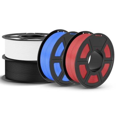 Imagem de JAYO Pacote de filamentos para impressora 3D PLA 4,4 kg, filamento clássico PLA 1,75 mm a granel, precisão dimensional +/- 0,02 mm, pacote com 4 carretel de 1,1 kg (preto, branco, pri-Cyan, vermelho