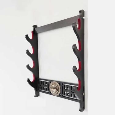 Imagem de Suporte de espada prateleira de exibição de espadas, suporte para espadas, suporte para katana com gancho de 1 a 4 níveis para montagem na parede, prateleira para espadas com forro de veludo e decora