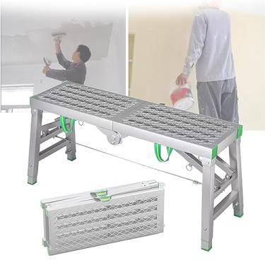 Imagem de WYUYIWH Andaime dobrável portátil com plataforma de trabalho com capacidade de carga de 399 kg, altura ajustável, ideal para teto B, 180 × 40 cm