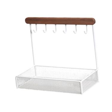 Imagem de UGPLM Exibição de jóias Stand Stand Box Decoração portátil Organizador de jóias Rack de torre para as chaves de brinco de balcão doméstico, Branco, Base