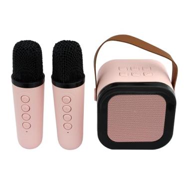Imagem de Karaokê Bluetooth Infantil Com 2 Microfones Portátil Mini Caixa Sem Fio Com 5 Efeitos Sonoros (Rosa)