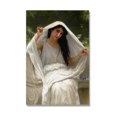 Imagem de NHLDZYH William Adolphe Bouguereau Impressões artísticas - Pintura de retrato - (O véu) - Pôster temático de mitologia grega - Pôster de decoração de parede vintage. Somente tela 30x45cm-11,8x17,7 pol