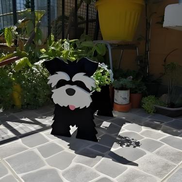 Imagem de Vaso de plantador preto em forma de Schnauzer | Vasos fofos para suculentas e flores com orifícios de drenagem | Ideal para decoração interna, externa e de jardim | Presente para amantes de animais de