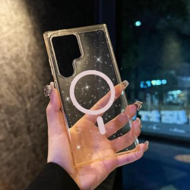 Imagem de MVVKKY Para S24 Ultra Cases Homens Mulheres Glitter Phone Case Transparente Acrílico Capa (Para S24 Ultra/Gold CiXi)