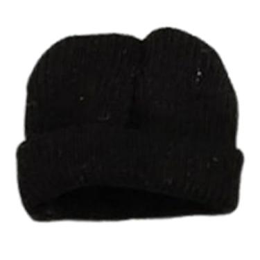Imagem de YIJU Mini chapéu acessório para boneco de ação em escala 1/12, bonecos femininos e masculinos, gorro desleixado e macio, chapéu de malha , Preto