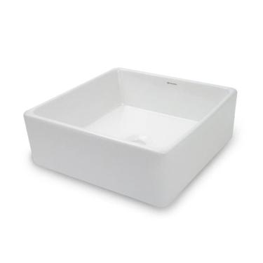 Imagem de Cuba de Apoio para Banheiro/lavabo Cerâmica Quadrada 38 Cm Branco Brilho
