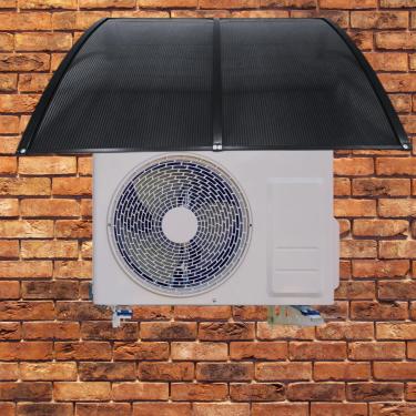 Imagem de Toldo Policarbonato Preto Fumê 75 cm x 1 metro Kit Completo Proteção para Portas Janelas Compressor