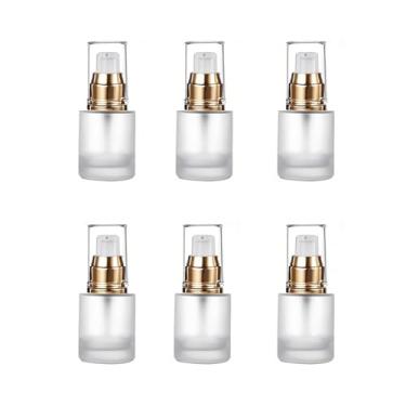 Imagem de Doromy 6 frascos recarregáveis de vidro fosco para bomba de loção vazia, recipientes de viagem de 20 ml com dispensadores de bomba para maquiagem, creme de emulsão, loção e óleos essenciais (tampas