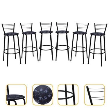 Imagem de Kit 6 Cadeiras Alta 70cm Flórida Cozinha Varanda Bancada Piscina Ilha 