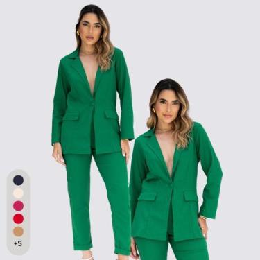 Imagem de Conjunto Feminino Alfaiataria Blazer e Calça de Linho Elegante - IV ST
