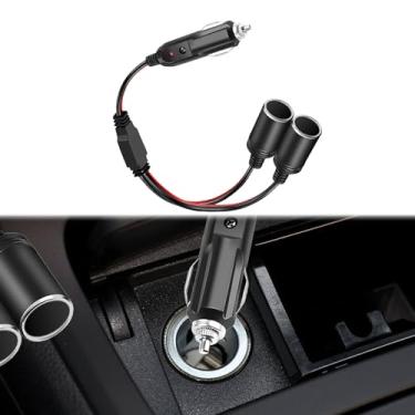 Imagem de Lecctso Divisor De Acendedor Cigarro Para Carro, Adaptador Energia Universal Com Tomada 12 V, Em Y 2 Vias Porta Carregador Duplo, 1 Cabo Extensão A Maioria Dos Carros E Caminhões