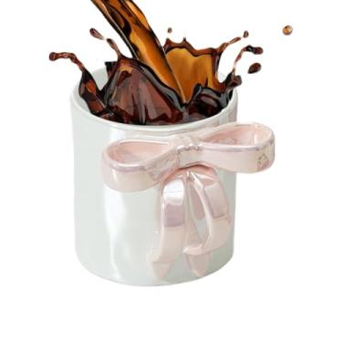 Imagem de Charming Ribbon Mug,Resistente A -Louças Com Alça Estética Em Laço | Copo Elegante Multiuso De Grande Capacidade Para Água Café Leite E Chocolate Quente