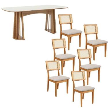 Imagem de Mesa de Jantar Retangular 180cm com 6 Cadeiras 100% MDF - Casa Lar SJ,