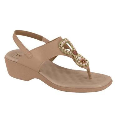 Imagem de Sandália Beira Rio Feminina Anabela Pedraria Nude, Nude, 35, Mulher