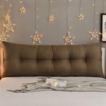 Imagem de Almofada De Linho E Algodão Almofada De Cabeceira Almofada De Cama Para Cabeceira E Leitura Almofada De Cabeceira Almofada De Sofá Almofada Longa Para Cabeceira De Cama, Brown, 180x60x20cm