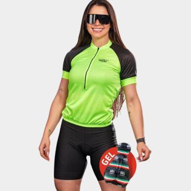 Imagem de Conjunto de Ciclismo Feminino- Camisa Way Fresh Verde Limão e Bermuda 